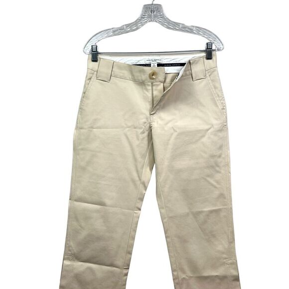 Banana Republic Pants Martin Crop Chino Stretch Slit Ankle Hem Beige Women Sz 4 - Picture 3 of 6